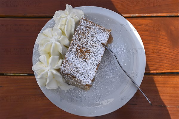 Apple strudel with cream