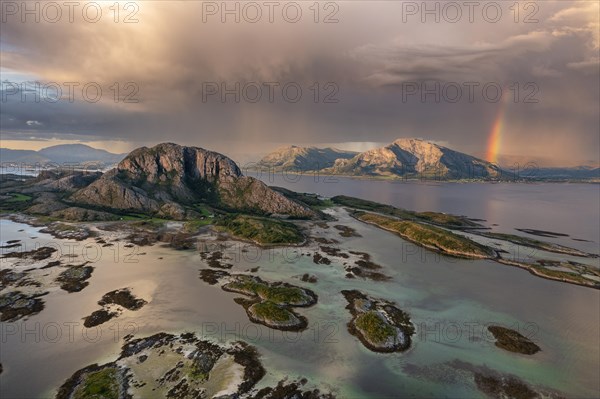 Mount Torghatten with surrounding islands