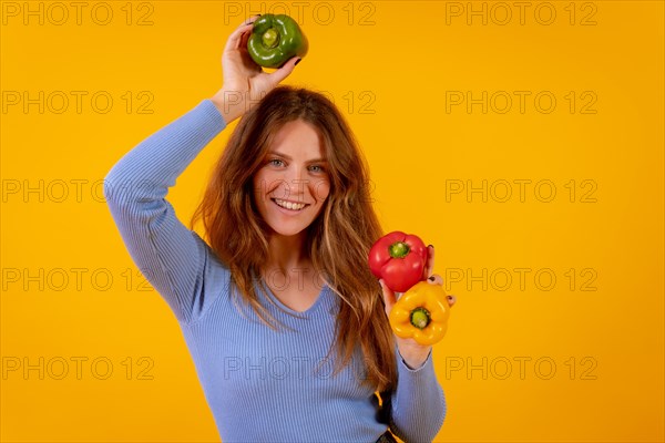 Vegetarian woman with green