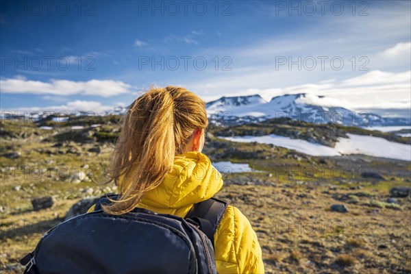 Hiker looking at Mount Fannaraki