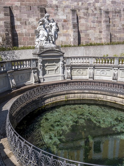 The source of the Danube with the sculpture Mutter Baar weist ihrer Tochter