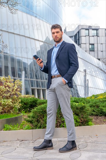 Portrait of male businessman or entrepreneur outside the office