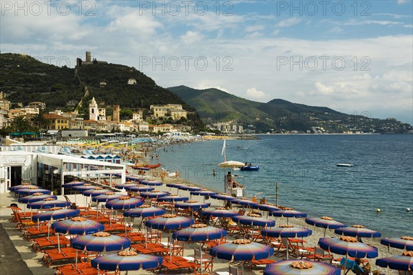 Colourful parasols on the beach