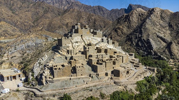 Aerial of Zee Al-Ayn historic mountain village