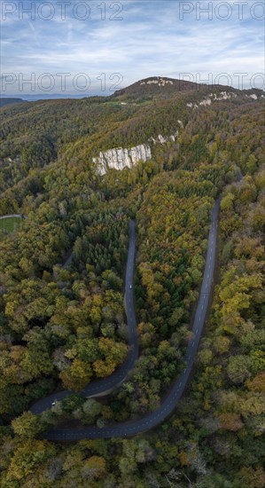 Pass road at Gempenpass in autumn