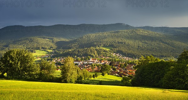 View of the small town of Lam and the surrounding landscape