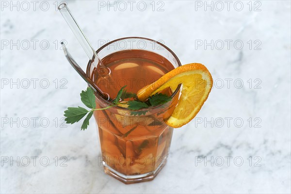 Glass with quince juice