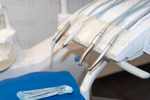Tools used by doctors in a dental clinic