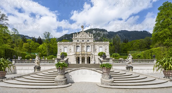 Staircase and Royal Villa Linderhof Castle