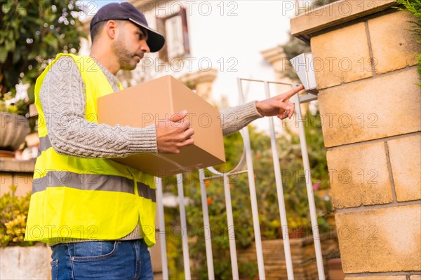 Package delivery carrier with a box from an online store