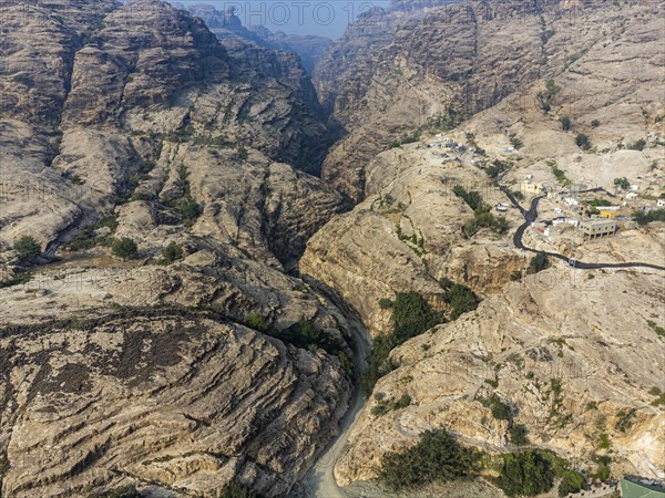 Aerial of the Wadi Lajab canyon