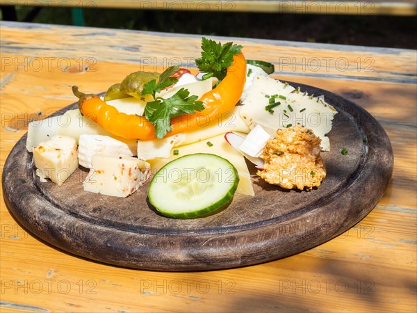 Appetisingly arranged cheese platter