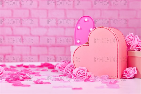 Valentine's day composition with pink roses