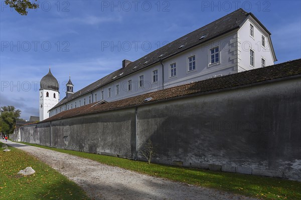 Bell tower of the monastery church of Frauenwoerth Abbey