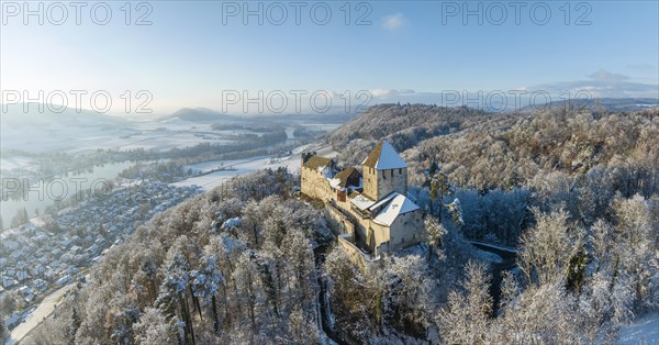 Hohenklingen Castle above Stein am Rhein in winter