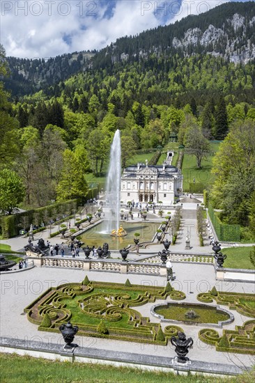 Royal Villa Linderhof Palace with fountain