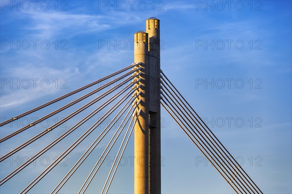 Pylon and steel cables of the suspension bridge Jaetkaenkynttilae