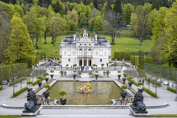 Royal Villa Linderhof Palace with fountain