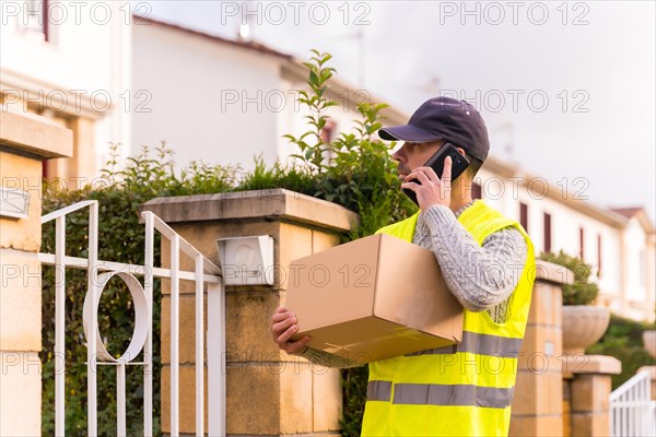 Package delivery carrier with a box from an online store