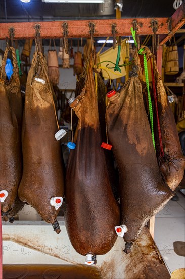 Store for goatskin bags filled up with water