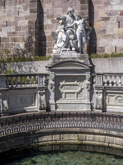 The source of the Danube with the sculpture Mutter Baar weist ihrer Tochter