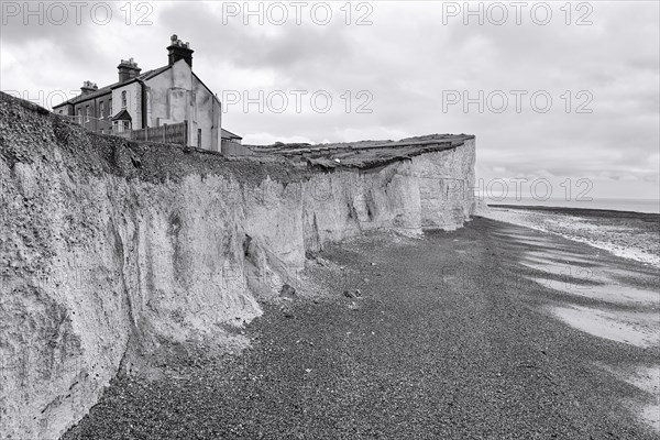 Uninhabited house on Seven Sisters chalk coast