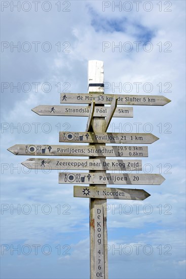 Big signpost in Texel De Koog in the Netherlands