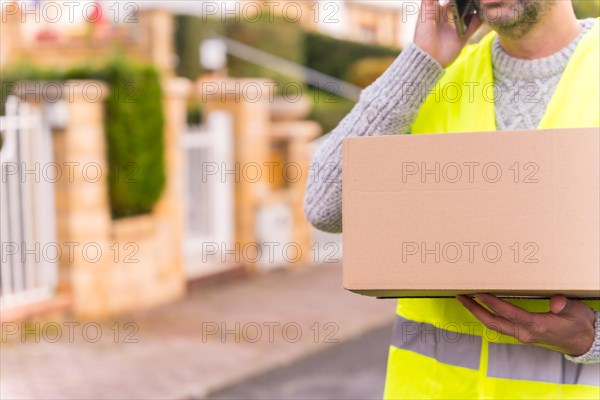 Package delivery carrier with a box from an online store