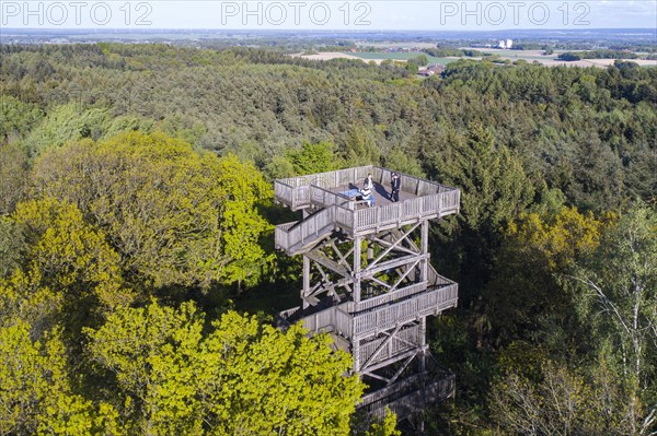 Aerial view of the observation tower at Mordkuhlenberg in the Dammer Berge