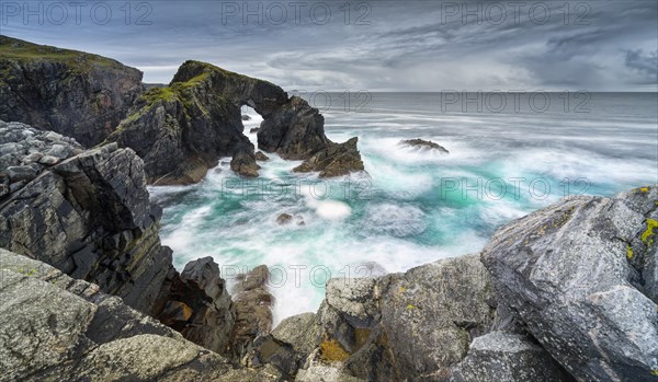 Stormy day with surf on the Isle of Lewis