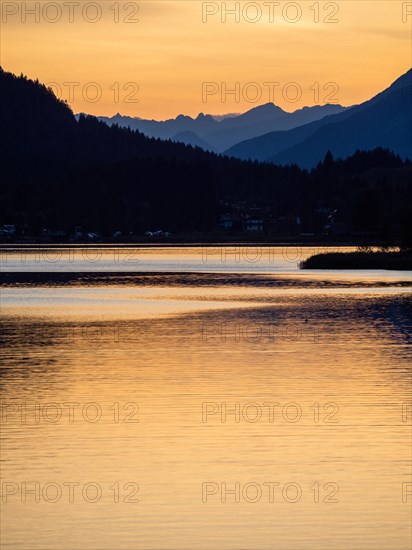 Evening atmosphere at sunset at Lake Weissensee