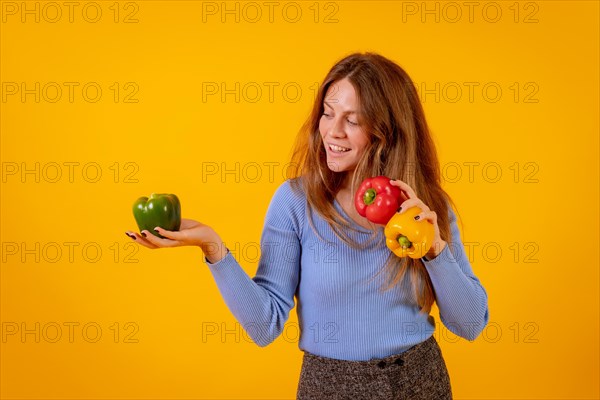 Vegan woman smiling with green