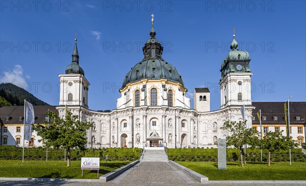 Benedictine Abbey of Ettal and Baroque Church with Dome Fresco and Inner Courtyard