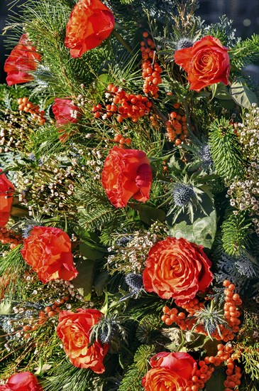 Flower decoration on a grave in Jungholz