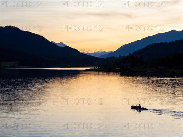 Evening atmosphere at sunset at Lake Weissensee