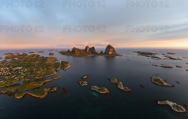 Aerial view of Traena Island in the evening