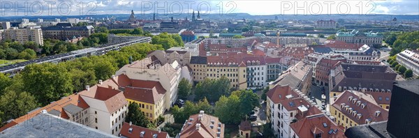 A panoramic photo of Dresden from the terrace on the Dreikoenigskirche