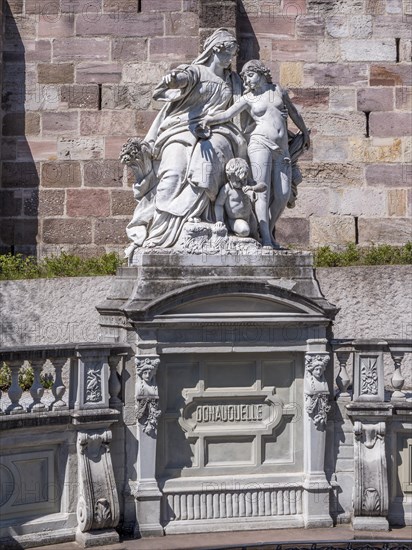 The source of the Danube with the sculpture Mutter Baar weist ihrer Tochter