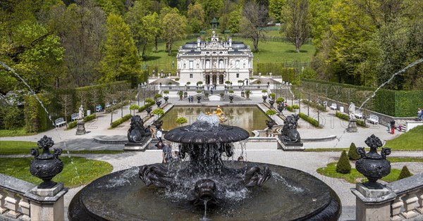 Royal Villa Linderhof Palace with fountain