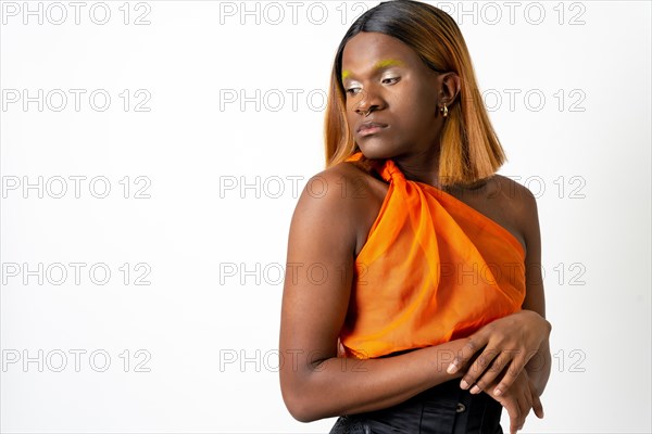 Black ethnic man in a studio