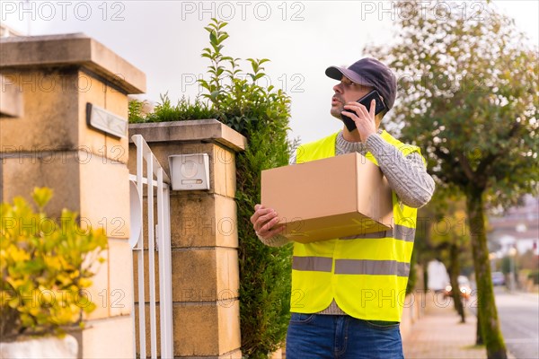 Package delivery carrier with a box from an online store