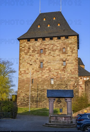 Historic former residential tower of Nideggen Castle from the 12th century today the first castle museum in North Rhine-Westphalia
