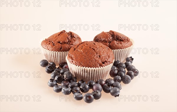 Chocolate muffins with blueberries