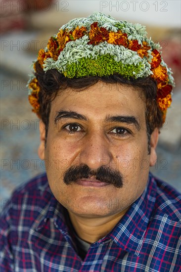 Traditional dressed man of the Qahtani Flower men tribe in the coffee plants