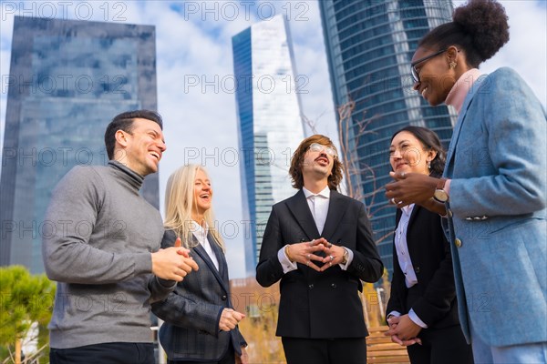 Middle-aged multi-ethnic businessmen and businesswomen