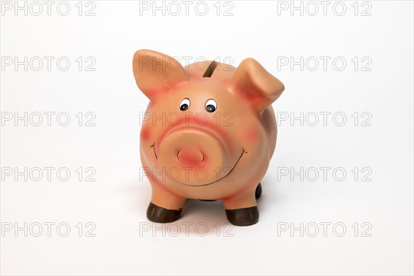 Pink piggy bank made of clay