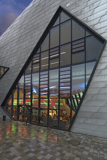 View into the refectory of the modern university building by the American architect Daniel Liebeskind