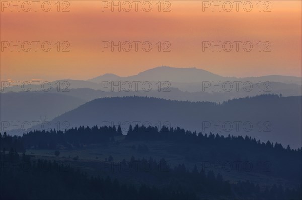 View over the Vosges mountains at sunrise