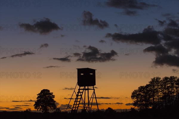 Raised hide in meadow