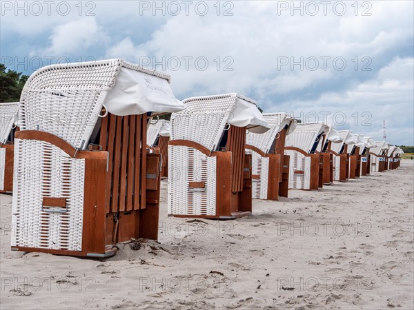 Panoramic photo of lido chairs at Juliusruh lido